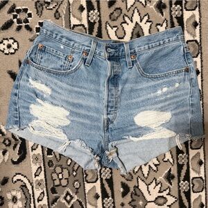 Levi's Light Blue Distressed Jean Shorts